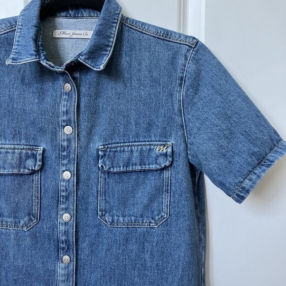 Mavi Jeans Dress Womens Caroline Denim Button Front Shirt Dress Coastal Boho - Picture 3 of 11